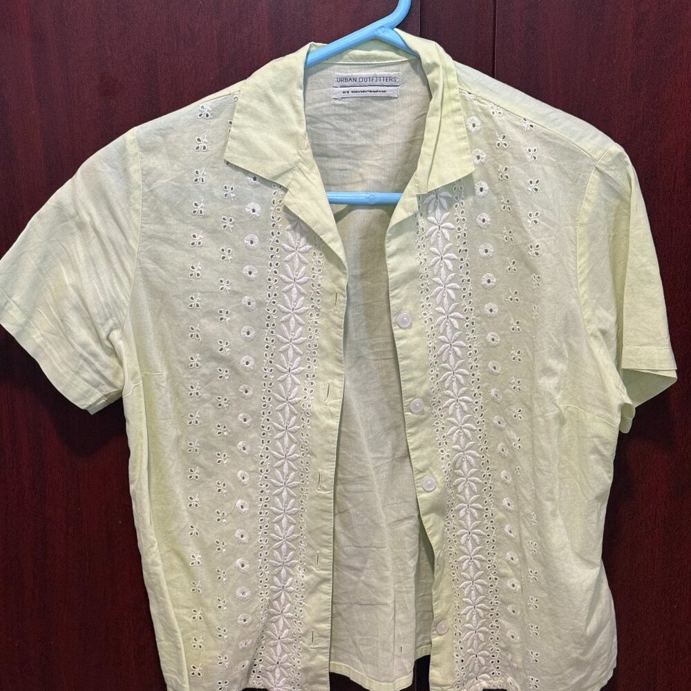 Urban Outfitters Yellow Embroidered Blouse - Size M